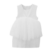 JSCDRPDWL Flower Girl Dress Toddler Girls Children Round Neck Sleeveless Princess Dress Lace Puffy Dresses Party Wedding Prom Dresses Girls Black Dress White 6-7 Years